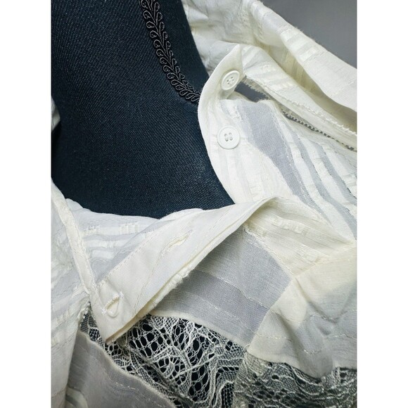CHELSEA‎ AND WALKER Bow Blouse Ivory Silk Lace Long Sleeve Blouse Women's 6 - Picture 9 of 16